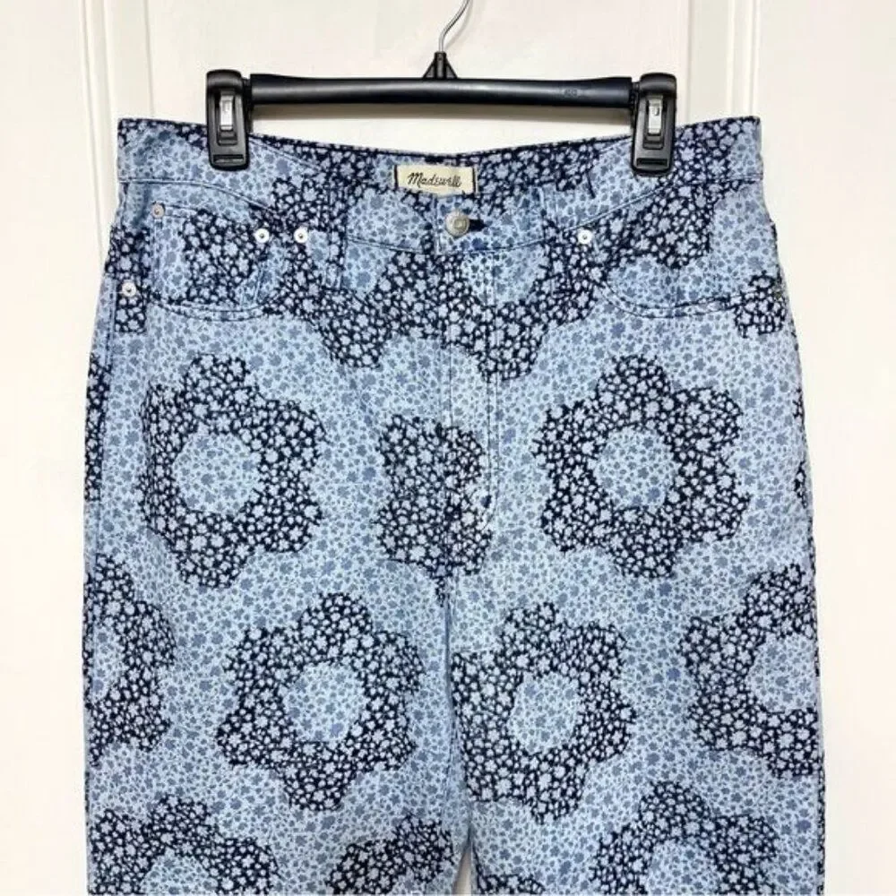 New MADEWELL Baggy Straight Jeans in Quilted Floral in Classic Indigo Size 30